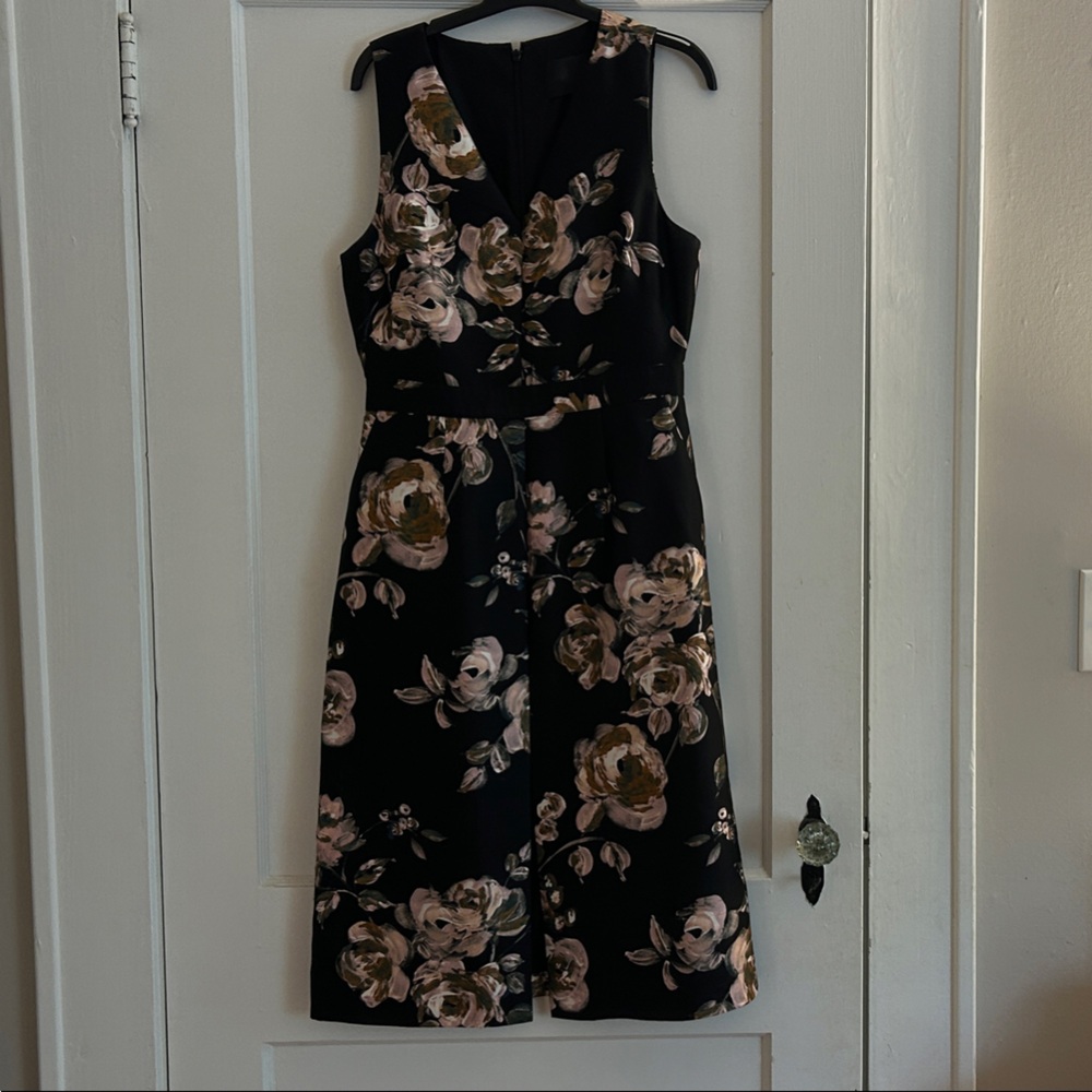J. Crew Black Floral Midi Dress